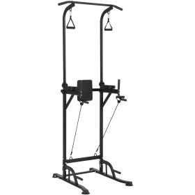VEVOR Power Tower Dip Station, 10-Level Height Adjustable Pull Up Bar Stand (Functional Morphology: With Elbow Pad, Accessory Function: With Butterfly Arm)