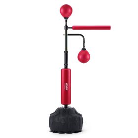VEVOR Boxing Speed Trainer, Punching Bag with Stand, Reflex Boxing Bag for Teens & Adults, Height Adjustable Free Standing Strike Bag Set with Gloves (Model Type: Large Base, Color: Red)