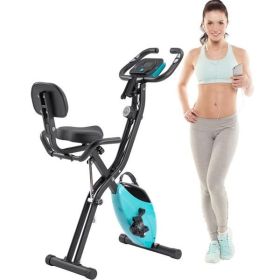 Folding Exercise Bike, Fitness Upright and Recumbent X-Bike with 10-Level Adjustable Resistance, Arm Bands and Backrest (Color: as picture)
